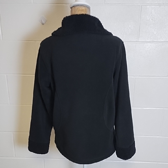 Black Soft Fleece Jacket Lined with Sherpa Fleece & Accents on Cuffs & Collar - Picture 2 of 11